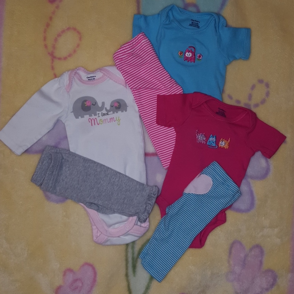 Newborn girl onesies with matching bottoms